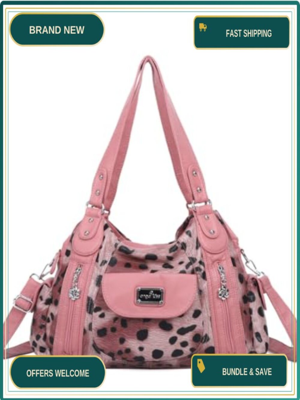 Angel Kiss Washed PU Leather Satchel Tote Hobo Bag Mutipocket